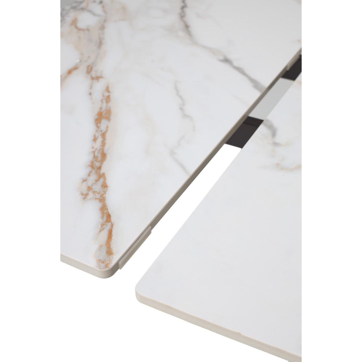 Стол БЭТИС (BETIS) 180 цвет Мрамор (MATTE GILDED WHITE SOLID CERAMIC) / Орех (WALNUT), ®DISAUR