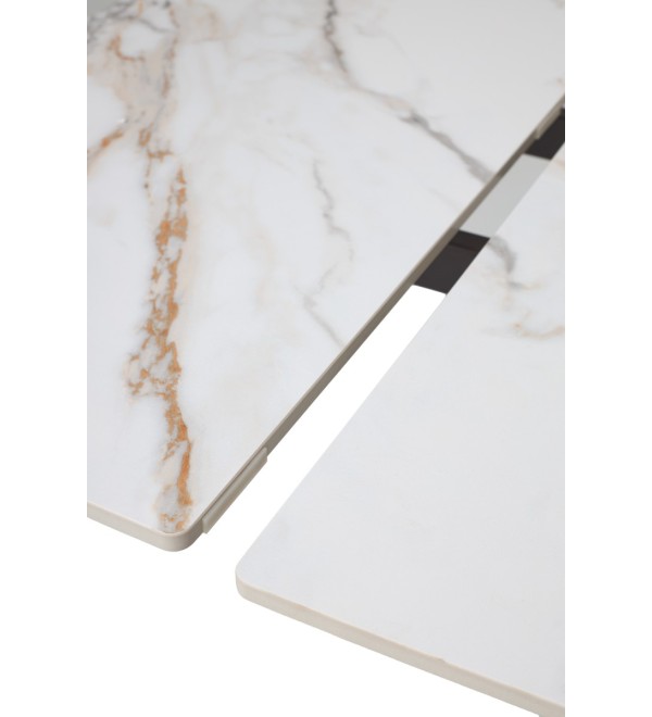 Стол БЭТИС (BETIS) 180 цвет Мрамор (MATTE GILDED WHITE SOLID CERAMIC) / Орех (WALNUT), ®DISAUR