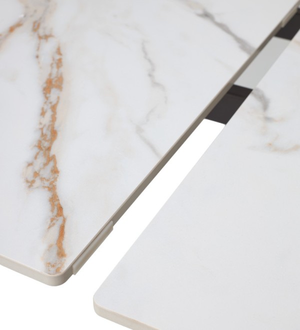 Стол БЭТИС (BETIS) 180 цвет Мрамор (MATTE GILDED WHITE SOLID CERAMIC) / Орех (WALNUT), ®DISAUR