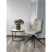 Стул ВИГГЕ (VIGGE) 360 град. поворот.  HF017-11 / HF017-12 Бежевый, экокожа / Черный каркас, ®DISAUR