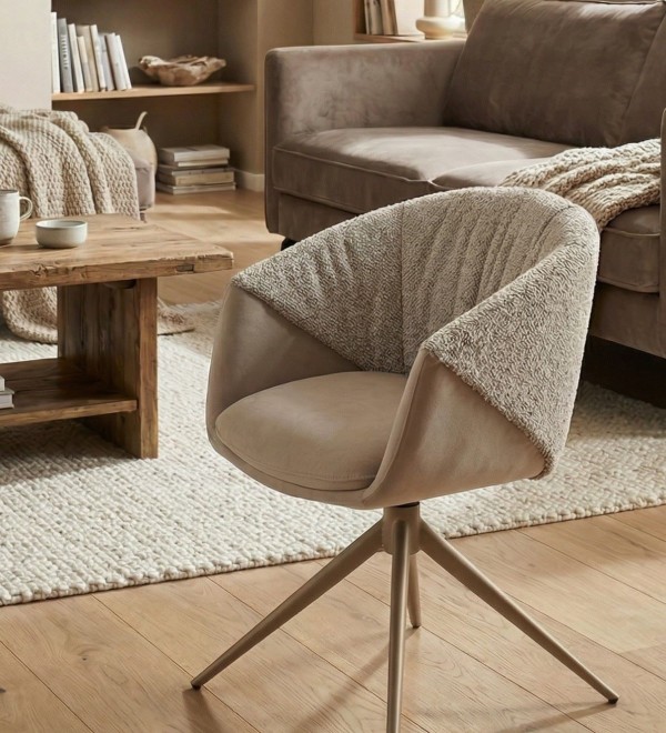 Стул ГИССЕН (GISSEN) 360 град., цвет ЛАТТЕ RIELY-111 / V885-3, ткань / ЛАТТЕ, ®DISAUR