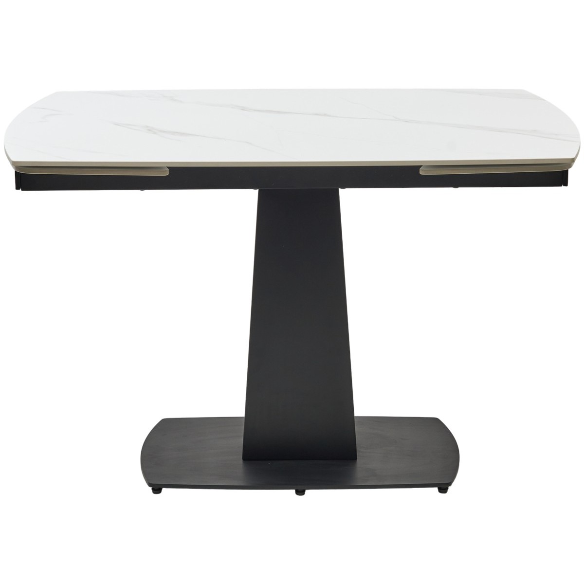 Стол БАЛД (BALDE) 140 цвет БЕЛЫЙ МРАМОР МАТОВЫЙ (MATT WHITE MARBLE SOLID CERAMIC) / ЧЕРНЫЙ, ®DISAUR