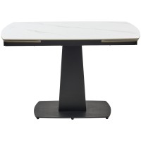Стол БАЛД (BALDE) 140 цвет БЕЛЫЙ МРАМОР МАТОВЫЙ (MATT WHITE MARBLE SOLID CERAMIC) / ЧЕРНЫЙ, ®DISAUR