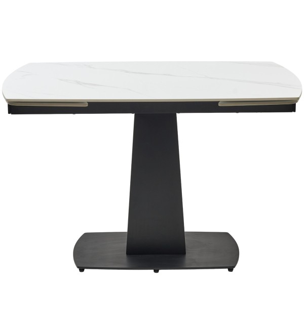 Стол БАЛД (BALDE) 140 цвет БЕЛЫЙ МРАМОР МАТОВЫЙ (MATT WHITE MARBLE SOLID CERAMIC) / ЧЕРНЫЙ, ®DISAUR