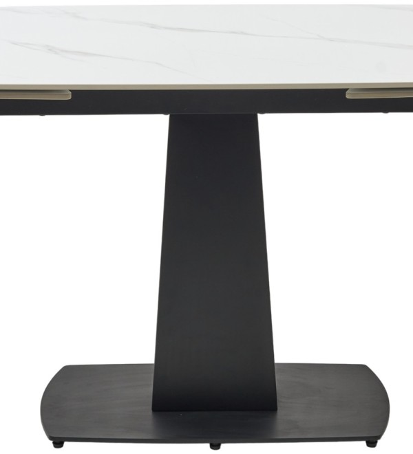 Стол БАЛД (BALDE) 140 цвет БЕЛЫЙ МРАМОР МАТОВЫЙ (MATT WHITE MARBLE SOLID CERAMIC) / ЧЕРНЫЙ, ®DISAUR