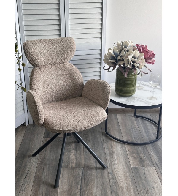 Стул ВАРДИ (VARDY) 360 град.поворот. бежевый букле XD841-06 / Серый, ®DISAUR