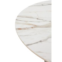 Стол АДАЖИО 115 КРУГЛЫЙ цвет МРАМОР (GILT WHITE), керамика / Латте каркас