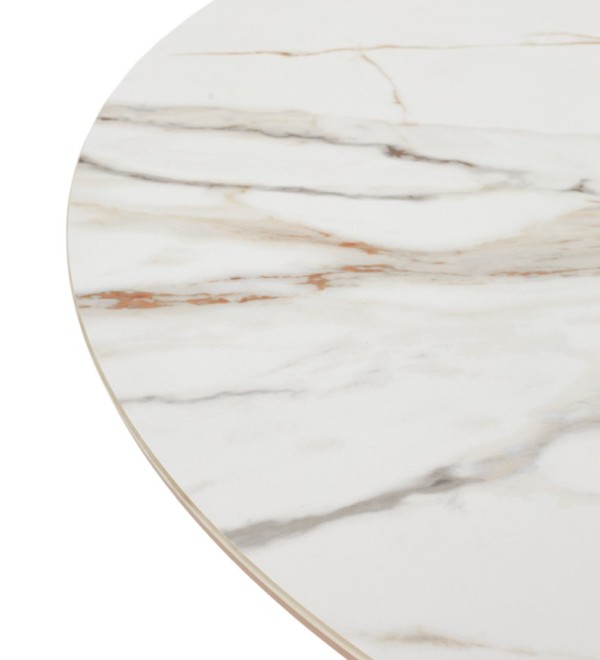 Стол АДАЖИО 115 КРУГЛЫЙ цвет МРАМОР (GILT WHITE), керамика / Латте каркас