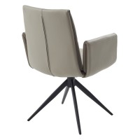 Стул СТИГ (STIG) 360 град. поворот.  HF017-11 / HF017-12 Бежевый, экокожа / Черный каркас, ®DISAUR