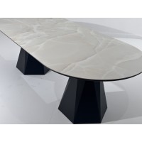 Стол ОРФЕЙ  240 нераскладной цвет ОНИКС (ONYX SABLE PULIDO), керамика / Черный каркас