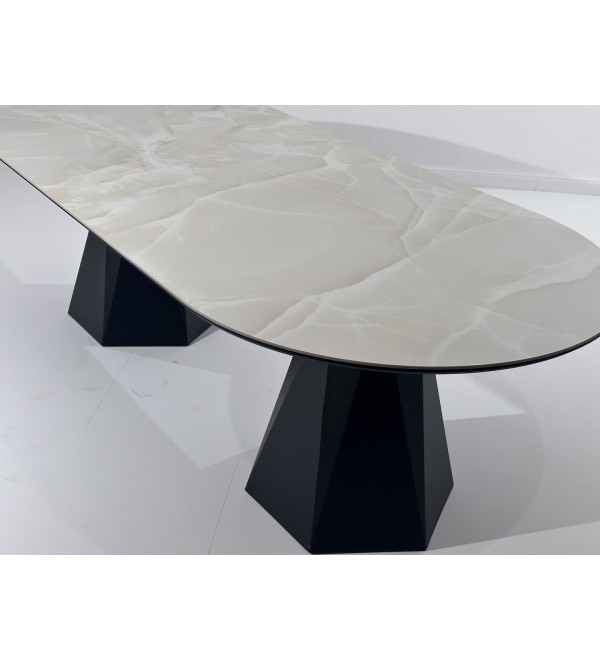 Стол ОРФЕЙ  240 нераскладной цвет ОНИКС (ONYX SABLE PULIDO), керамика / Черный каркас