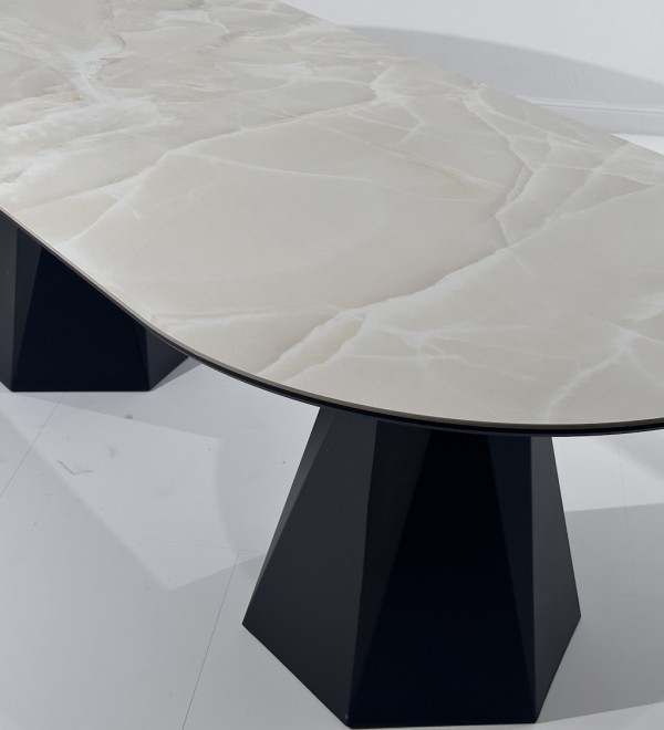 Стол ОРФЕЙ  240 нераскладной цвет ОНИКС (ONYX SABLE PULIDO), керамика / Черный каркас