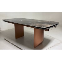 Стол ПУАНТО 200 цвет ЧЕРНАЯ ЛАВА (TITANIUM LAWA NERO), керамика / МЕДЬ каркас