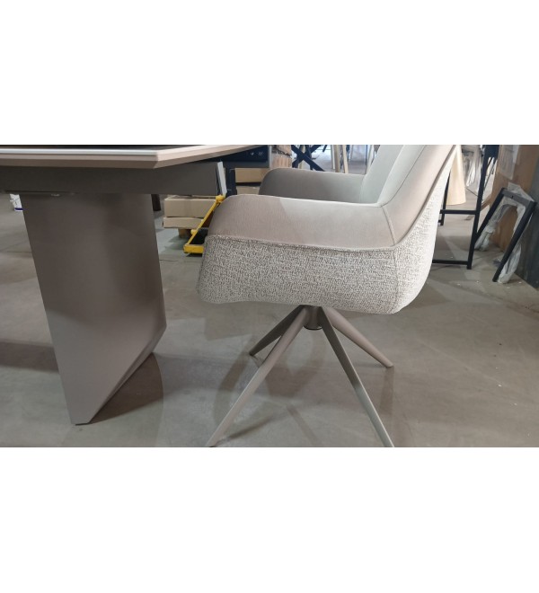 Стол ПУАНТО 200 цвет КРЕМ (BRECHA CREMA ELEGANCE), керамика / Латте каркас