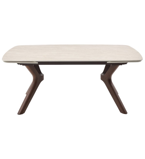 Стол КИРАН (KIRAN) 180 БЕЖЕВЫЙ МРАМОР (MATTE SICILY BEIGE SOLID CERAMIC) / Орех темный, ®DISAUR