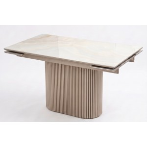 Стол АРИЯ 160 цвет ONYX SOFT CREAM, керамика / ШАМПАНЬ каркас