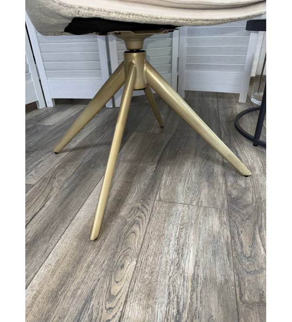 Стул ОСКАР (OSKAR) 360 град, цвет КРЕМОВЫЙ (RIELY-111/PRESENT-120), ткань / ШАМПАНЬ каркас, ®DISAUR