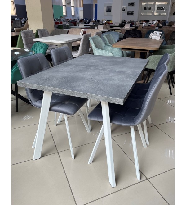 Стол БРИК М (BRICK M) 140 Бетон Портленд/ Белый