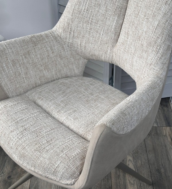 Стул ДАВЕН (DAVEN) 360 град, цвет КРЕМОВЫЙ RIELY-111 /  G1038-101, ткань  / ЛАТТЕ каркас, ®DISAUR