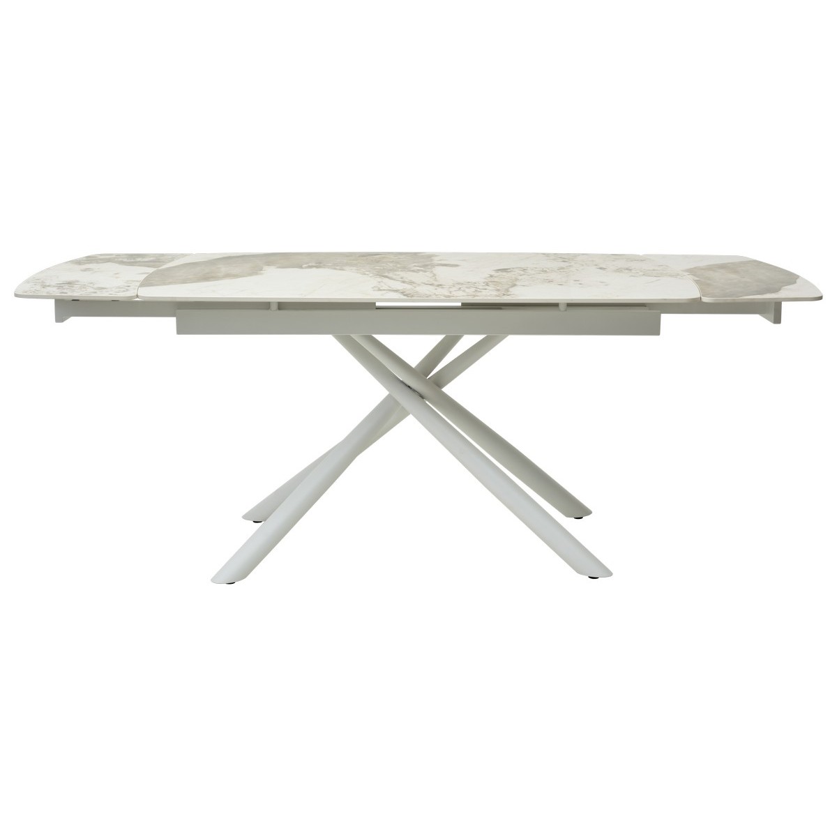 Стол РИВОЛИ (RIVOLI) 140 цвет ПАНДОРА (GLOSS LUXURY PANDORA SOLID CERAMIC) / БЕЛЫЙ, ®DISAUR