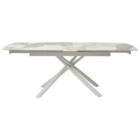 Стол РИВОЛИ (RIVOLI) 140 цвет ПАНДОРА (GLOSS LUXURY PANDORA SOLID CERAMIC) / БЕЛЫЙ, ®DISAUR