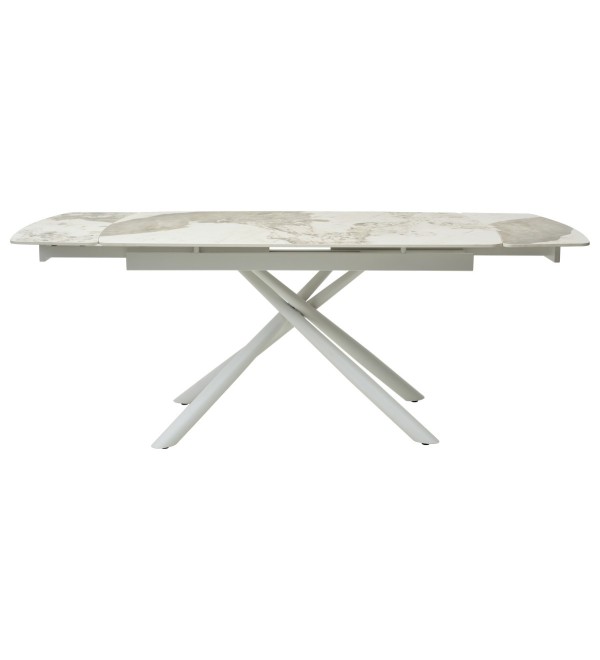 Стол РИВОЛИ (RIVOLI) 140 цвет ПАНДОРА (GLOSS LUXURY PANDORA SOLID CERAMIC) / БЕЛЫЙ, ®DISAUR