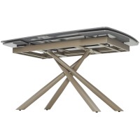 Стол РИВОЛИ (RIVOLI) 140 цвет ЛАТТЕ МАТОВЫЙ (MATT LATTE STONE SOLID CERAMIC) / ТАУПЕ, ®DISAUR