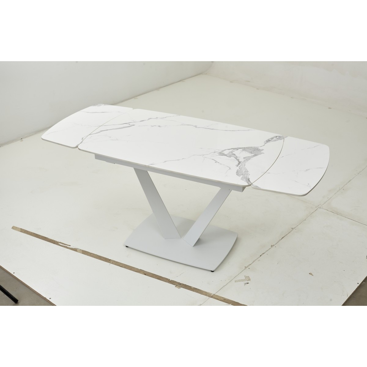 Стол АЛАТРИ (ALATRI) 120 цвет БЕЛЫЙ МРАМОР ГЛЯНЦ. (GLOSS STATUARIO WHITE), керамика / БЕЛЫЙ, ®DISAUR