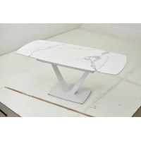 Стол АЛАТРИ (ALATRI) 120 цвет БЕЛЫЙ МРАМОР ГЛЯНЦ. (GLOSS STATUARIO WHITE), керамика / БЕЛЫЙ, ®DISAUR