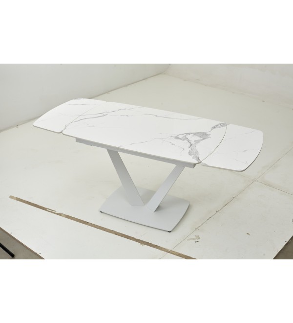 Стол АЛАТРИ (ALATRI) 120 цвет БЕЛЫЙ МРАМОР ГЛЯНЦ. (GLOSS STATUARIO WHITE), керамика / БЕЛЫЙ, ®DISAUR