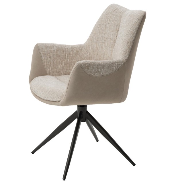 Стул ДАВЕН (DAVEN) 360 град, цвет КРЕМОВЫЙ RIELY-111 / G1038-10, ткань / ТЕМНО-СЕРЫЙ каркас, ®DISAUR