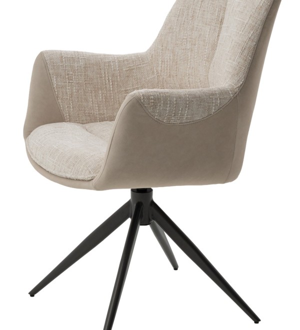 Стул ДАВЕН (DAVEN) 360 град, цвет КРЕМОВЫЙ RIELY-111 / G1038-10, ткань / ТЕМНО-СЕРЫЙ каркас, ®DISAUR