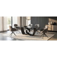 Стол ТОВЕ (TOVE) 240 цвет ЧЕРНЫЙ (GREY), стекло BUBBLE  / Шоколадное золото  ®DISAUR