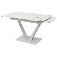 Стол АЛАТРИ (ALATRI) 120 цвет БЕЛЫЙ МРАМОР ГЛЯНЦ. (GLOSS STATUARIO WHITE), керамика / БЕЛЫЙ, ®DISAUR