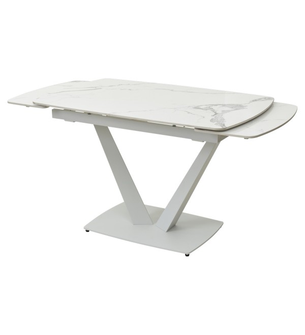 Стол АЛАТРИ (ALATRI) 120 цвет БЕЛЫЙ МРАМОР ГЛЯНЦ. (GLOSS STATUARIO WHITE), керамика / БЕЛЫЙ, ®DISAUR