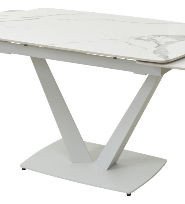 Стол АЛАТРИ (ALATRI) 120 цвет БЕЛЫЙ МРАМОР ГЛЯНЦ. (GLOSS STATUARIO WHITE), керамика / БЕЛЫЙ, ®DISAUR