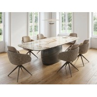 Стол ОАЗИС (OASIS) 200 Бежевый мрамор TL-331, испанская керамика / Бронзовый графит каркас, ®DISAUR