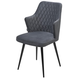 Стул ГЕРМАН (HERMAN) 360 град. BM-3 ТЕМНО-СЕРЫЙ, велюр / черный каркас