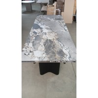 Стол АДАЖИО 240 (320) см цвет МИНЕРАЛ (MINERAL STONE NATURAL), керамика / Черный каркас
