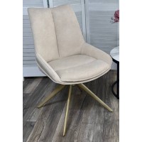 Стул ОСКАР (OSKAR) 360 град, цвет КРЕМОВЫЙ (RIELY-111/PRESENT-120), ткань / ШАМПАНЬ каркас, ®DISAUR