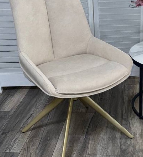 Стул ОСКАР (OSKAR) 360 град, цвет КРЕМОВЫЙ (RIELY-111/PRESENT-120), ткань / ШАМПАНЬ каркас, ®DISAUR