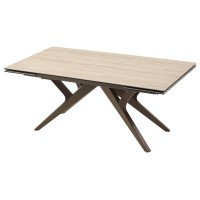 Стол КОСТА (COSTA) 180 ТРАВЕРТИН (MATTE SPANISH TRAVERTINE) керамика/ Латте / Орех натур, ®DISAUR