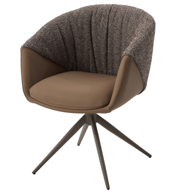 Стул ГИССЕН (GISSEN) 360 град., цвет КОФЕ HP032-08A PU / V885-1, экокожа / ткань / ЛАТТЕ, ®DISAUR