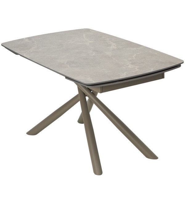 Стол РИВОЛИ (RIVOLI) 140 цвет ЛАТТЕ МАТОВЫЙ (MATT LATTE STONE SOLID CERAMIC) / ТАУПЕ, ®DISAUR