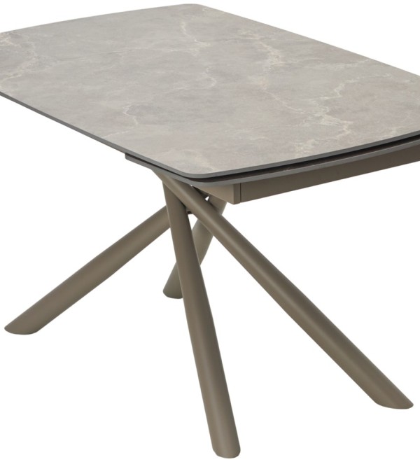 Стол РИВОЛИ (RIVOLI) 140 цвет ЛАТТЕ МАТОВЫЙ (MATT LATTE STONE SOLID CERAMIC) / ТАУПЕ, ®DISAUR
