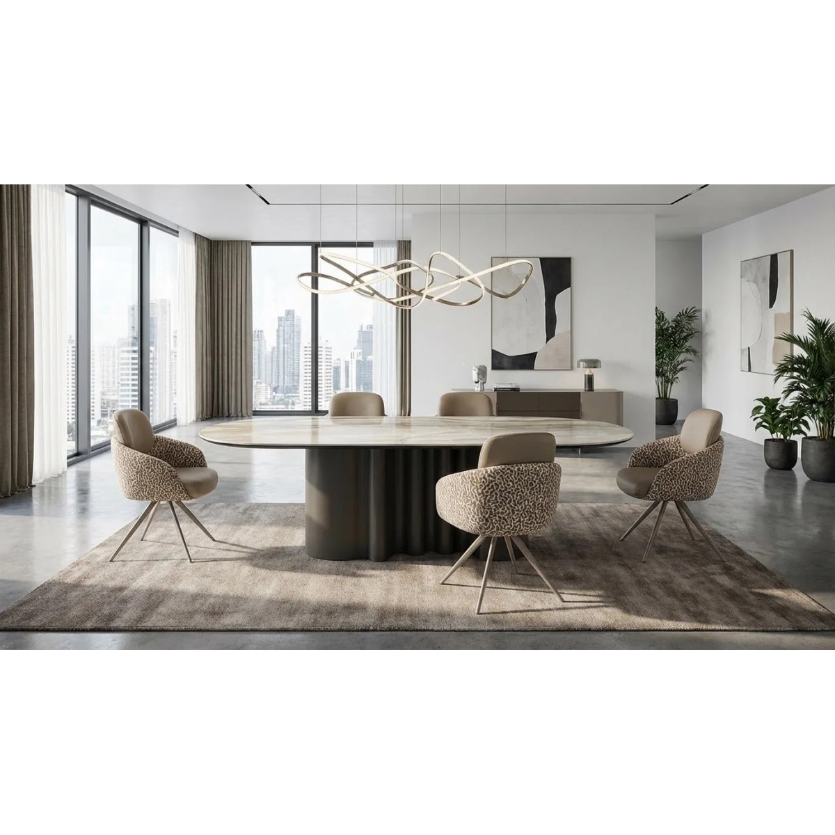 Стол ВЕНТО (VENTO) 280 ТОПАЗ TL-617, испанская керамика/ Коричневый графит каркас, ®DISAUR