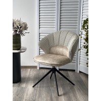 Стул АСТРА (ASTRA) 360 град. поворот Белый Sonic 23 ткань / 7525-01 велюр / черный каркас, ®DISAUR