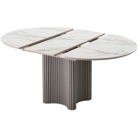 Стол АДАЖИО 115 КРУГЛЫЙ цвет МРАМОР (GILT WHITE), керамика / Латте каркас