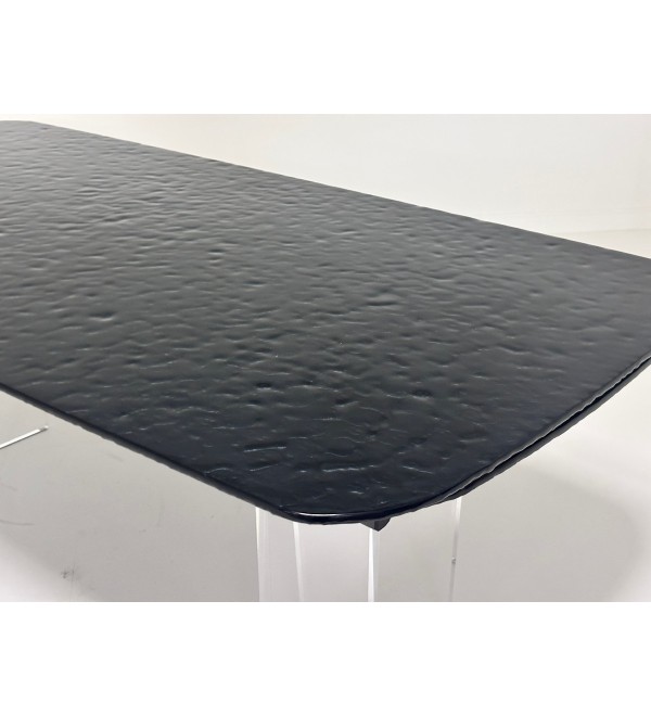 Стол ЛАУРИТЦ (LAURITS) 200 цвет ЧЕРНЫЙ (GREY), стекло BUBBLE  / Прозрачный каркас ®DISAUR