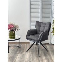 Стул ОРТЕГА (ORTEGA) 180 град.поворот.Темно-серый Brego-16, ткань/ Maison 95, PU/Черный, ®DISAUR